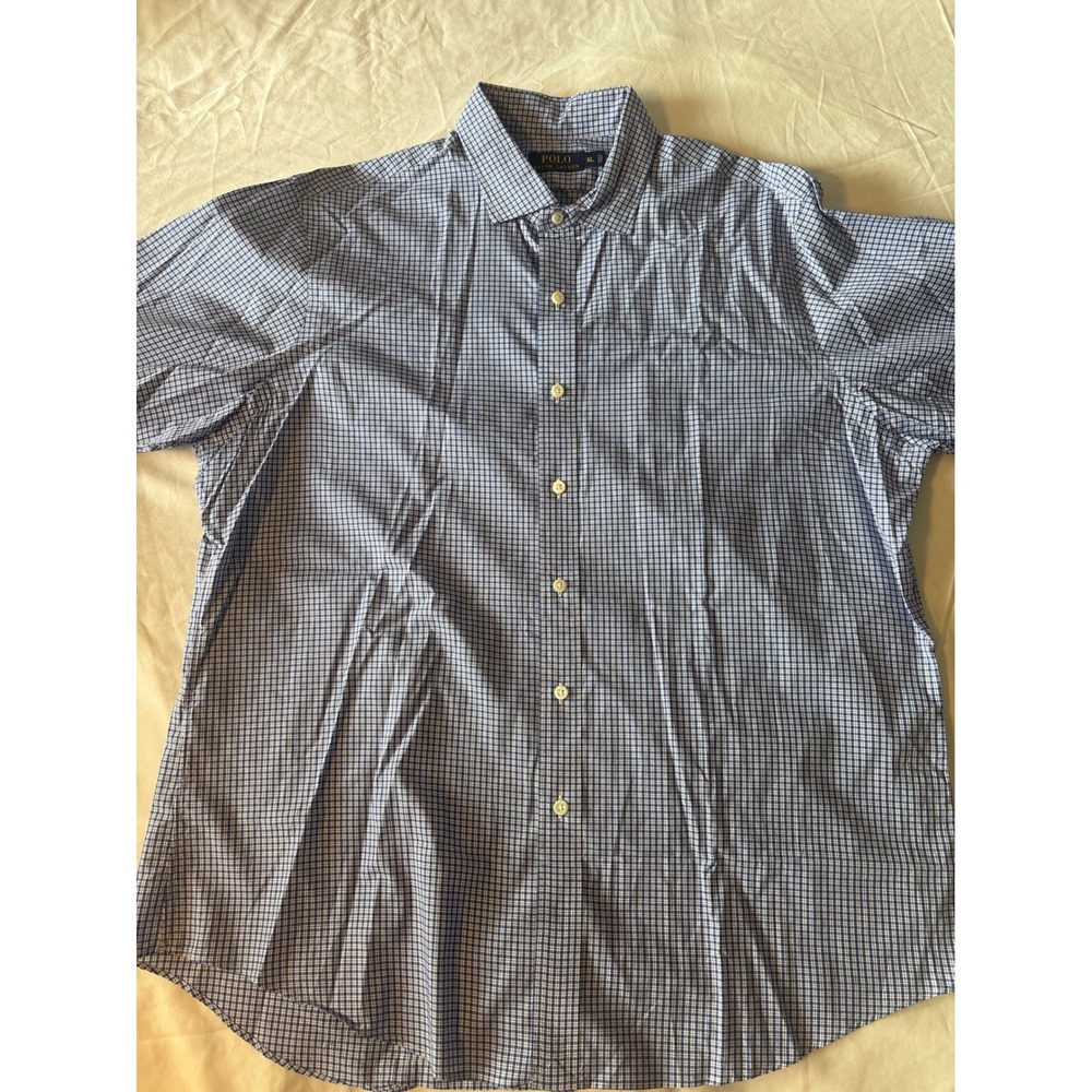 Polo Ralph Lauren Button Down Mens XL‎ Blue Gingham Excellent Long Sleeve Check